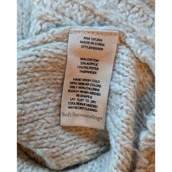 NEW Soft Surroundings Marianna Sweater PXL Heather Taupe Cable Knit Crewneck - Picture 10 of 10